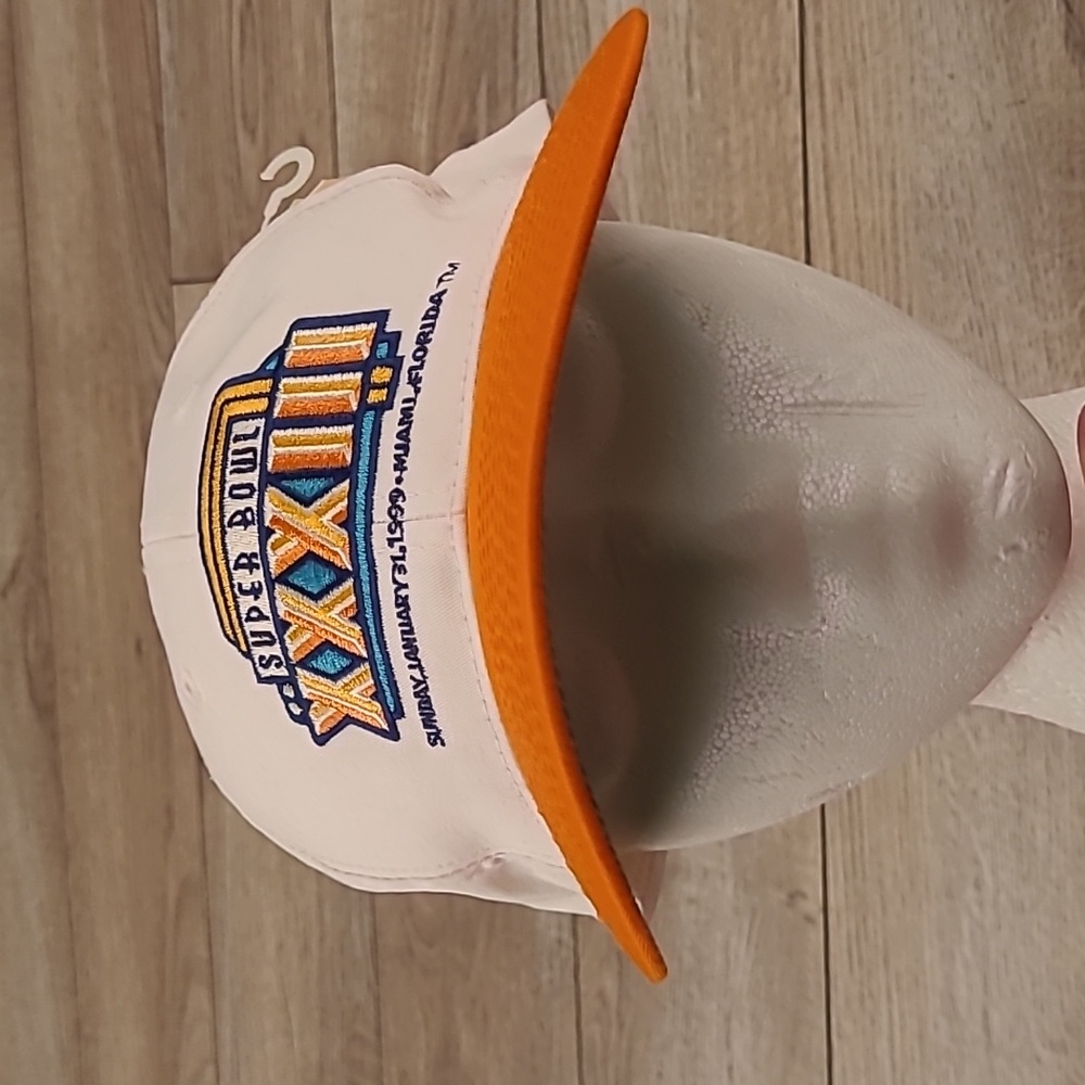 Super Bowl XXXIII Annco NFL White Beige Orange Snapback Cap Hat VTG RARE NEW NOS